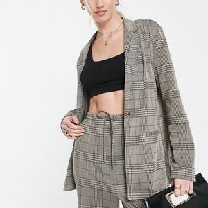 NWOT Asos Tall oversized taupe lightweight plaid check shirt jacket